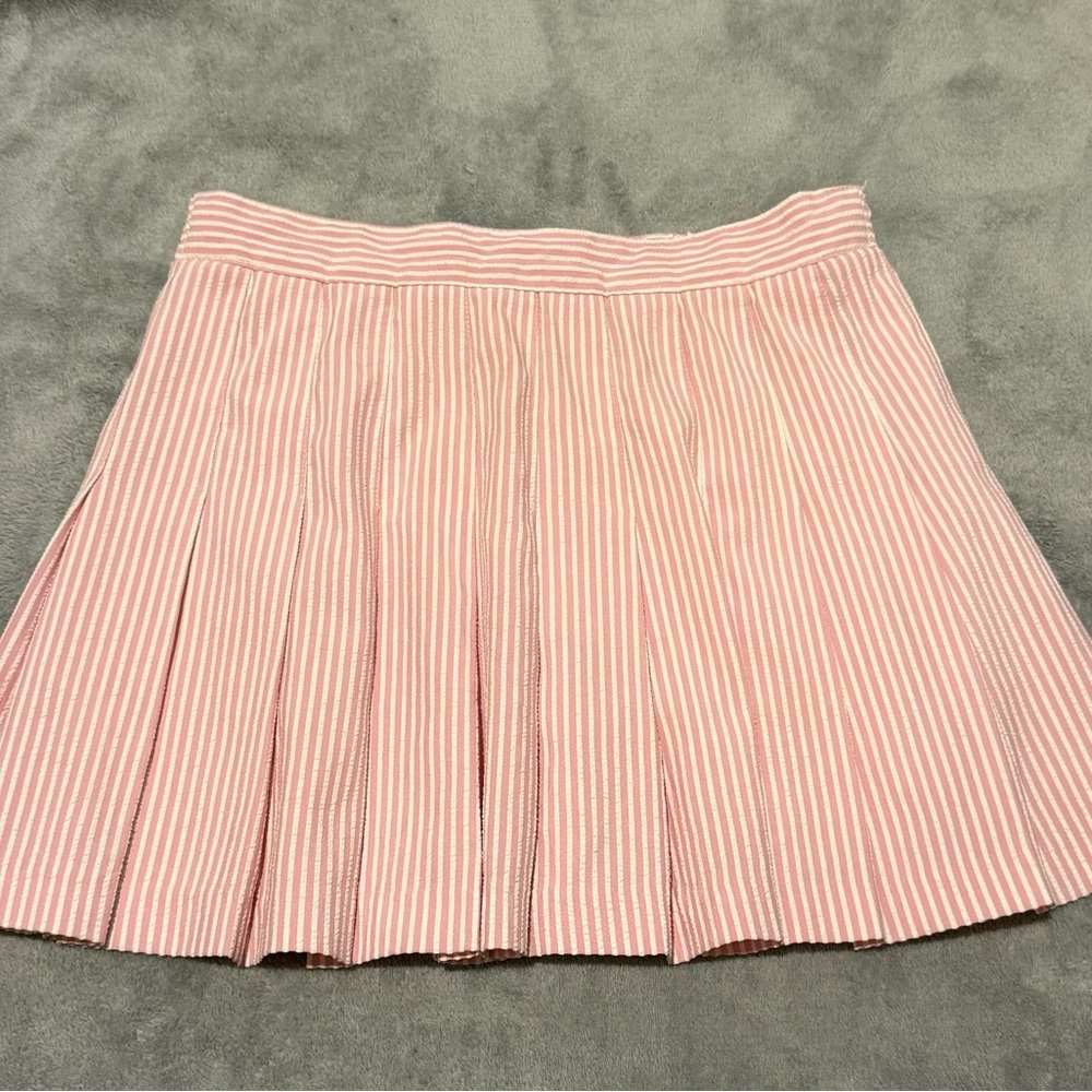 Vintage Chic Pink Striped Skater Skirt